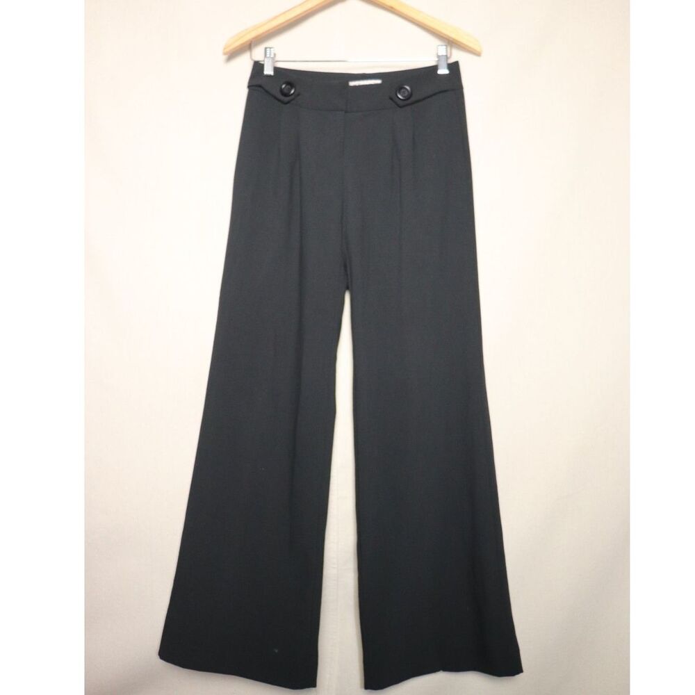 Black Tailored Wide Leg Trousers with Pleats